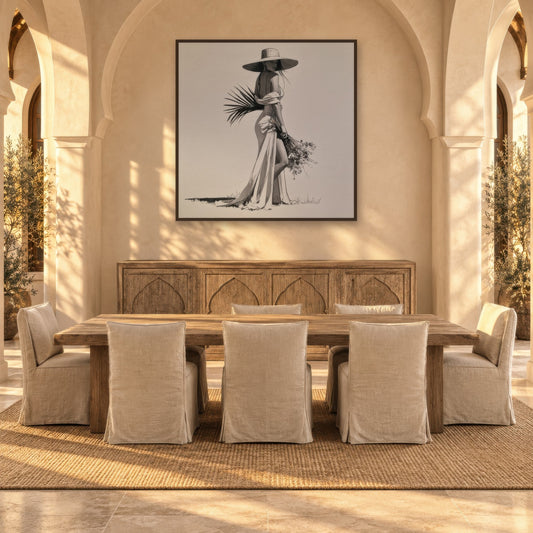 Wanderer in Bloom boho wall art in a dining room