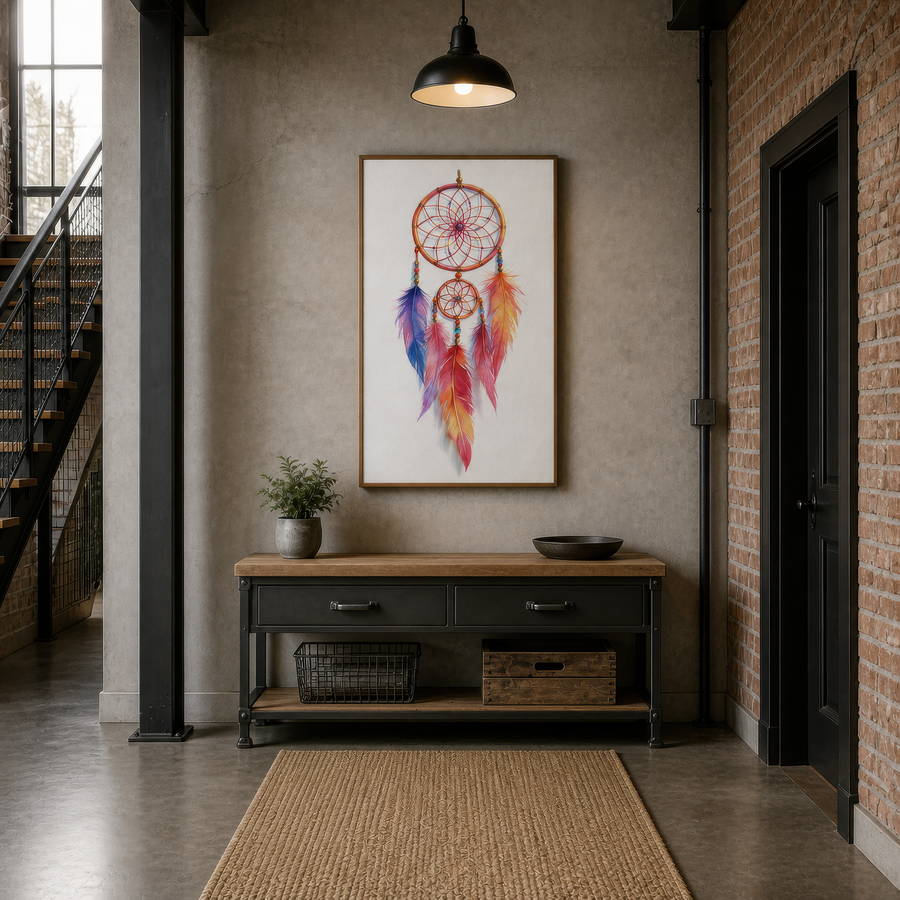 Sunset Dreamcatcher – Boho Wall Art