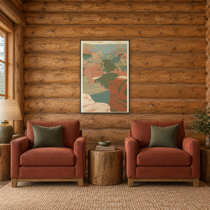 Canyon Rim Ledge Retro Poster landscape wall art in a den