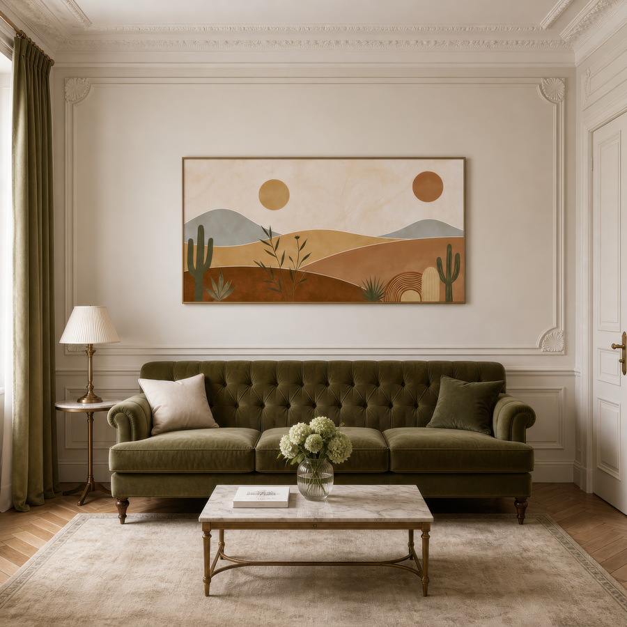 Desert Dunes with Cacti – Landscape Wall Art