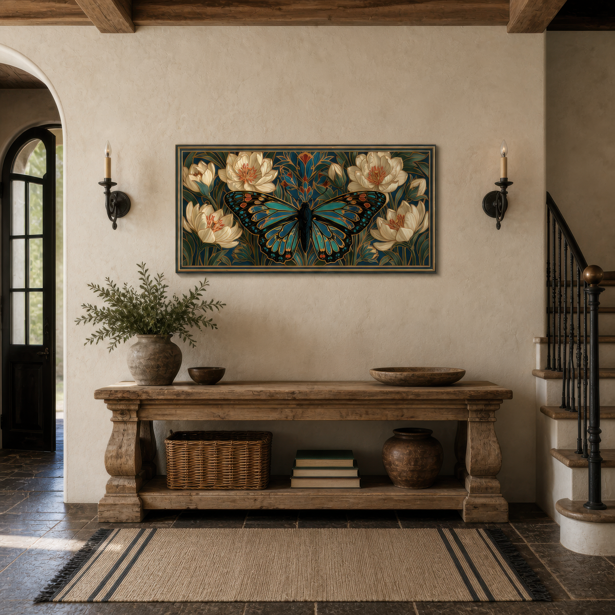 Jade Butterfly Motif – Art Deco Wall Art