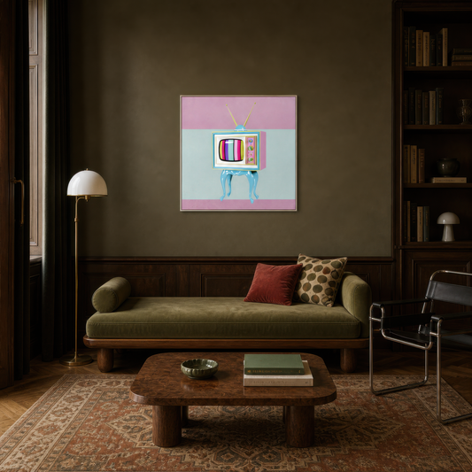 Retro TV Color Bars Illustration wall art print, alternate room view