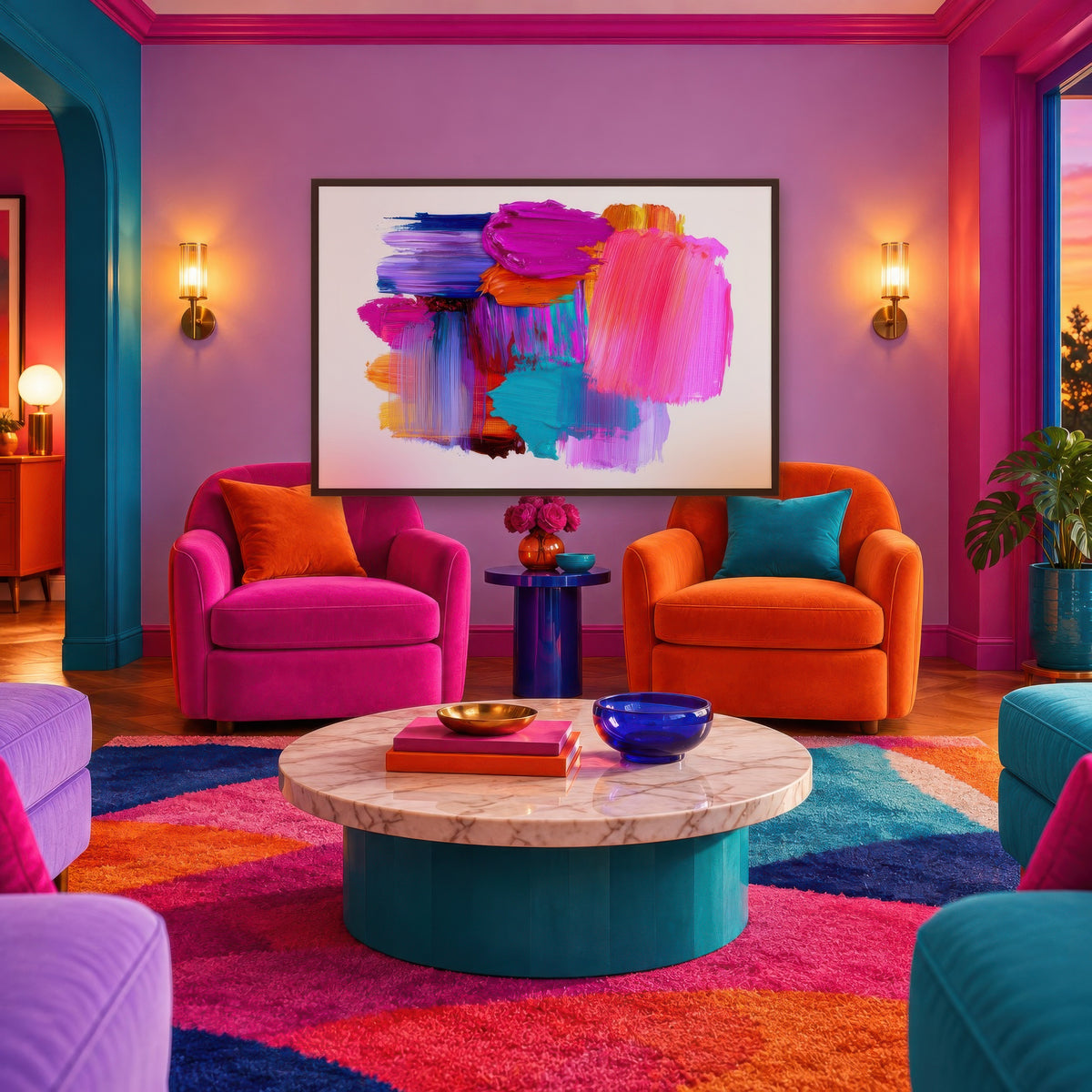 Prism Pop dopamine wall art in a den