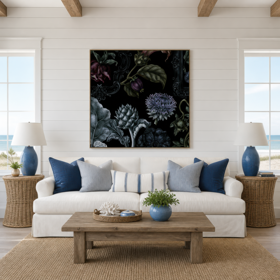 Purple Mum and Artichoke Dark Floral – Vamp Romantic Wall Art