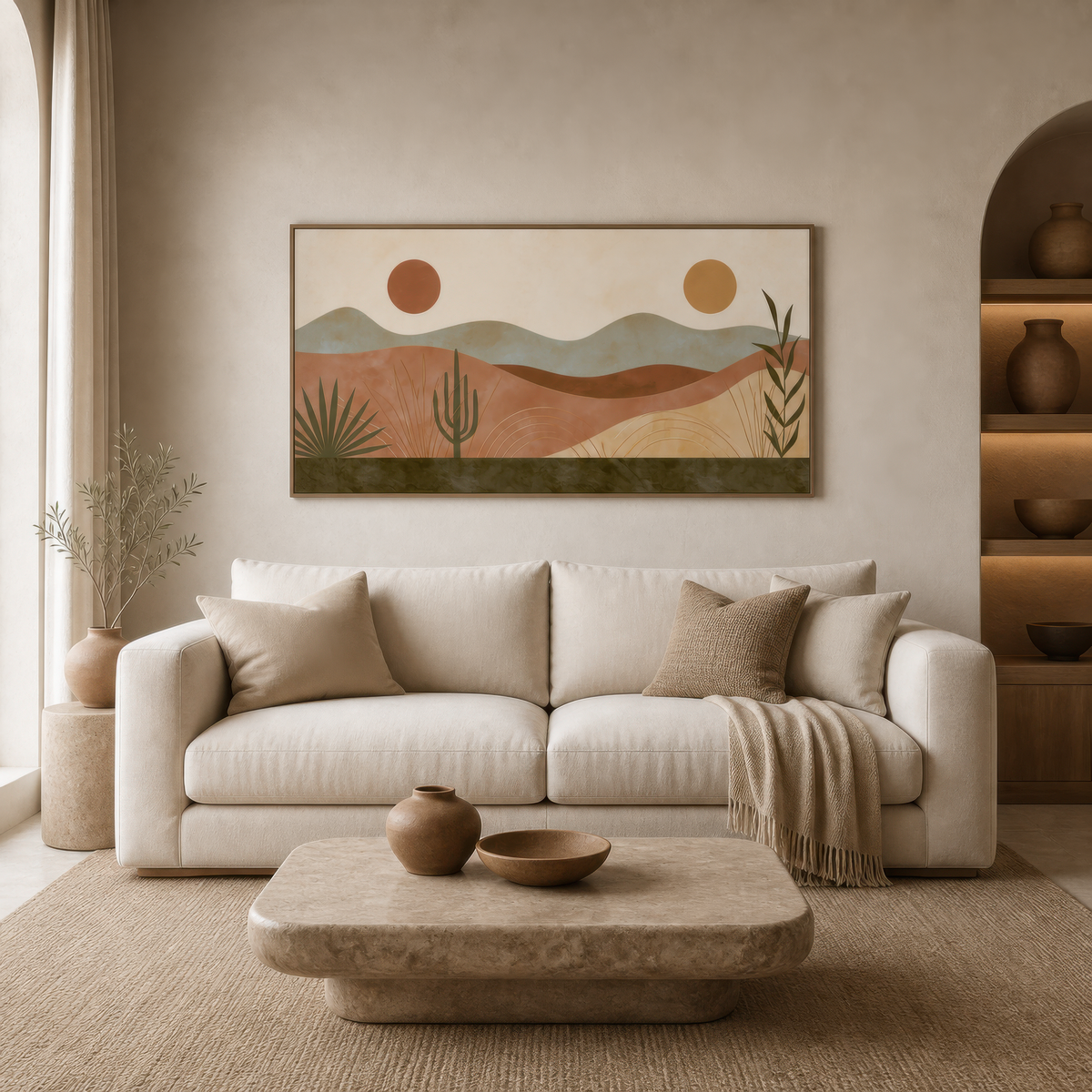 Desert Hills with Twin Suns – Landscape Wall Art