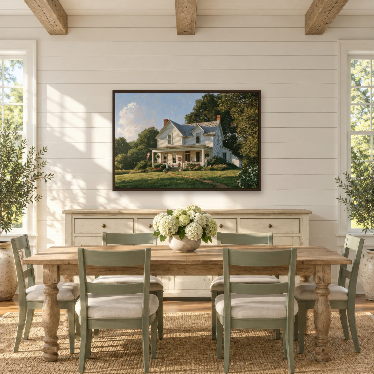 Sunny Morning Farmhouse wall art in a dining room