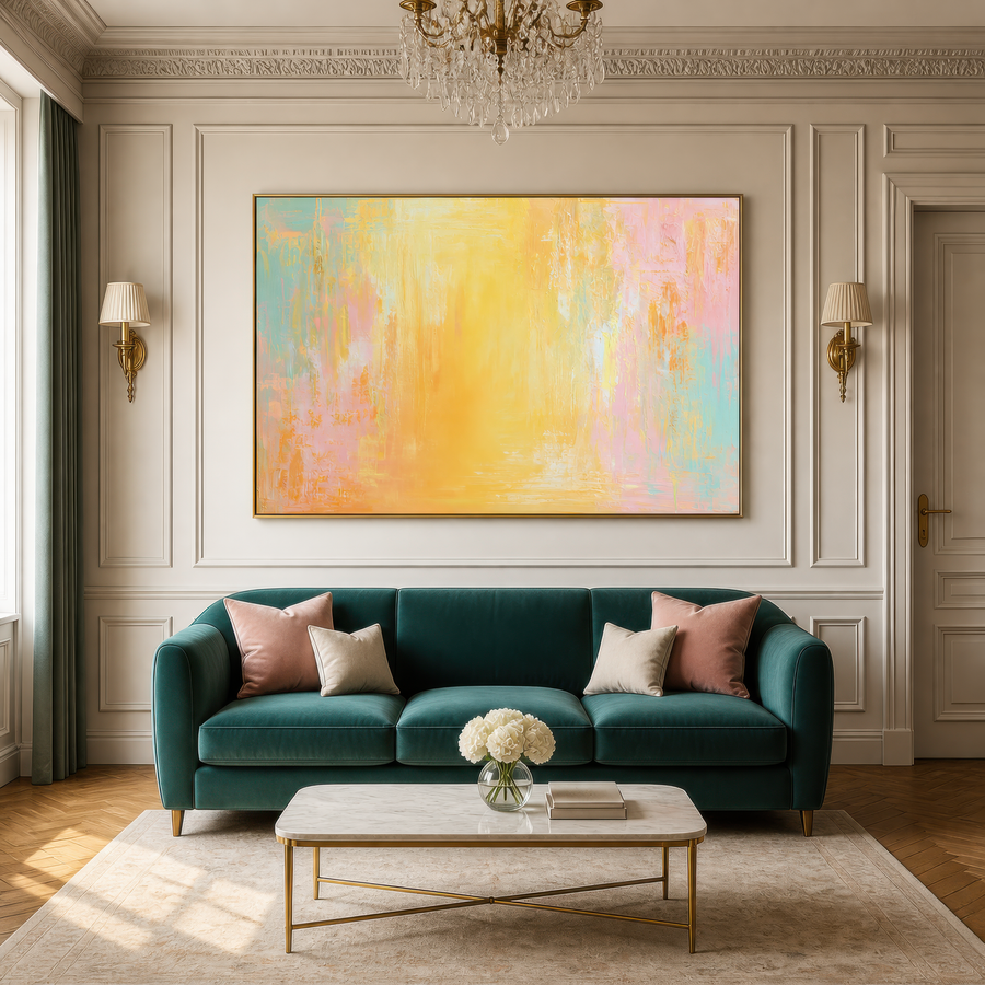 Golden Yellow and Pink Abstract – Abstract Wall Art
