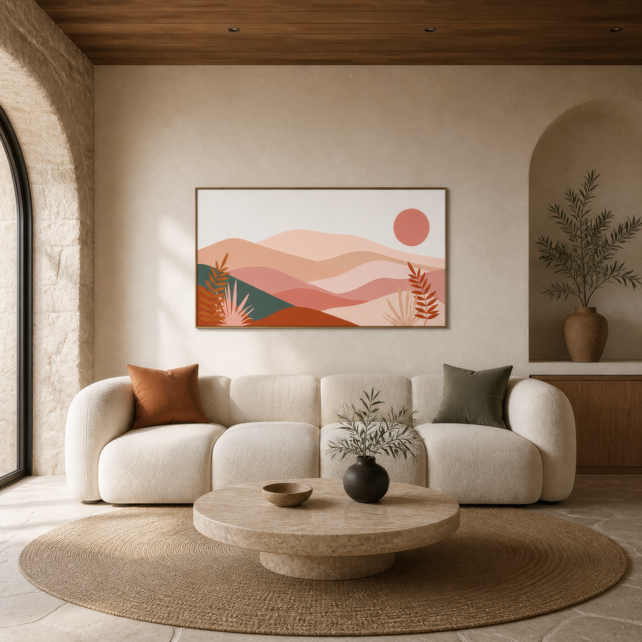 Pink Desert Hills Abstract – Landscape Wall Art