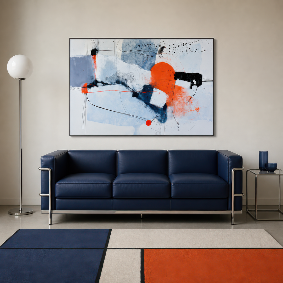 Blue-Gray and Orange Abstract – Abstract Wall Art