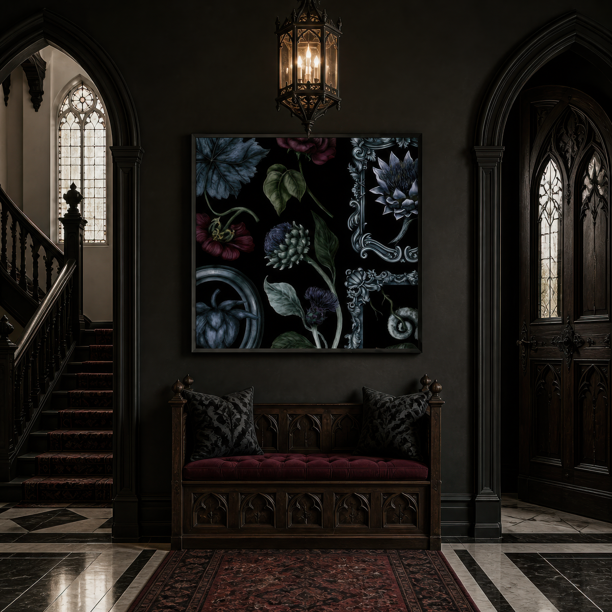 Baroque Thistle and Leaf Illustration – Vamp Romantic Wall Art