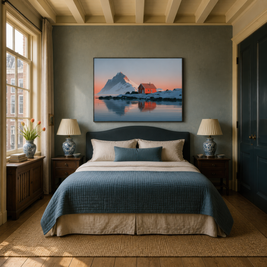Scandinavian Coastline wall art print, alternate room view