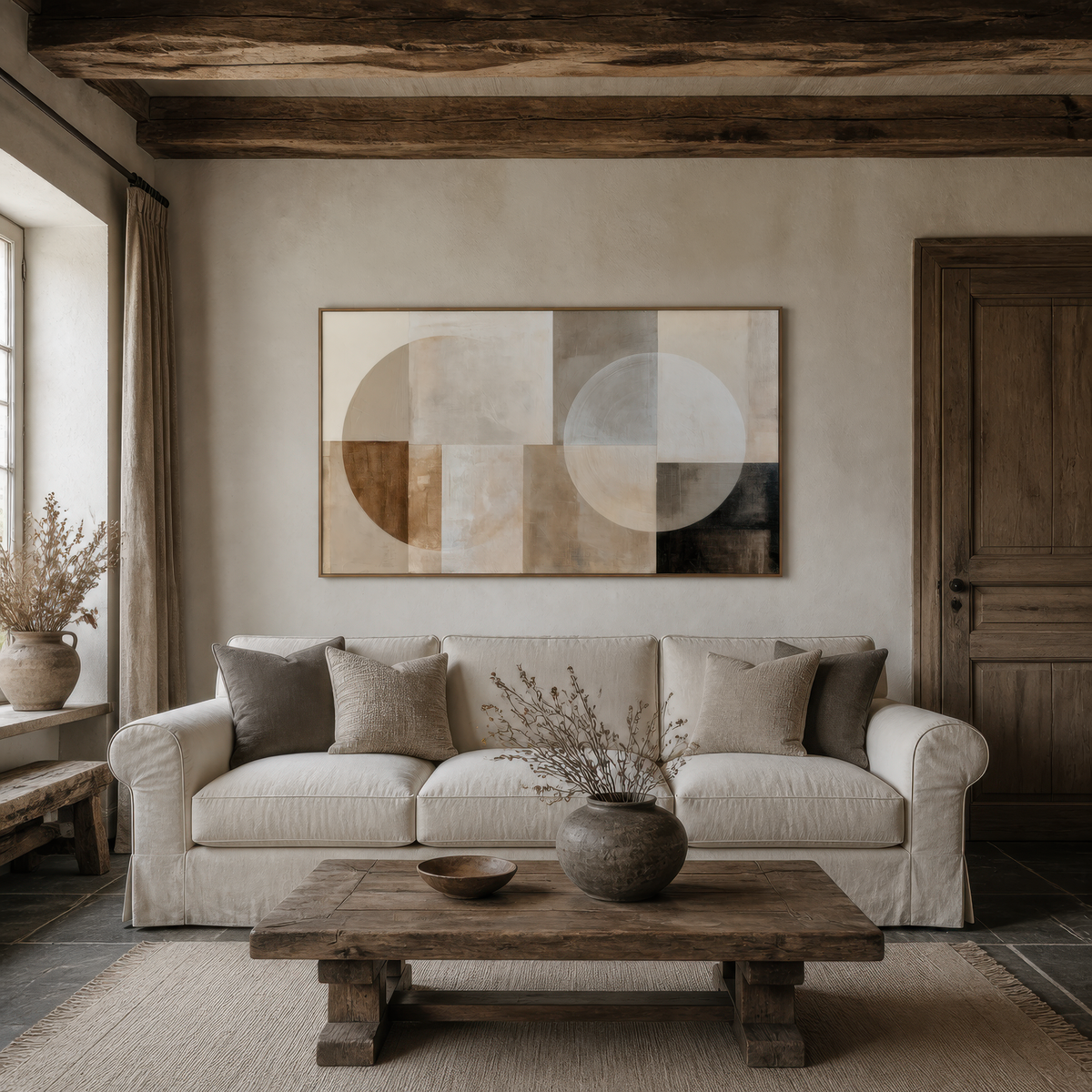 Earthy Geometric Blocks – Earthy Abstract Wall Art