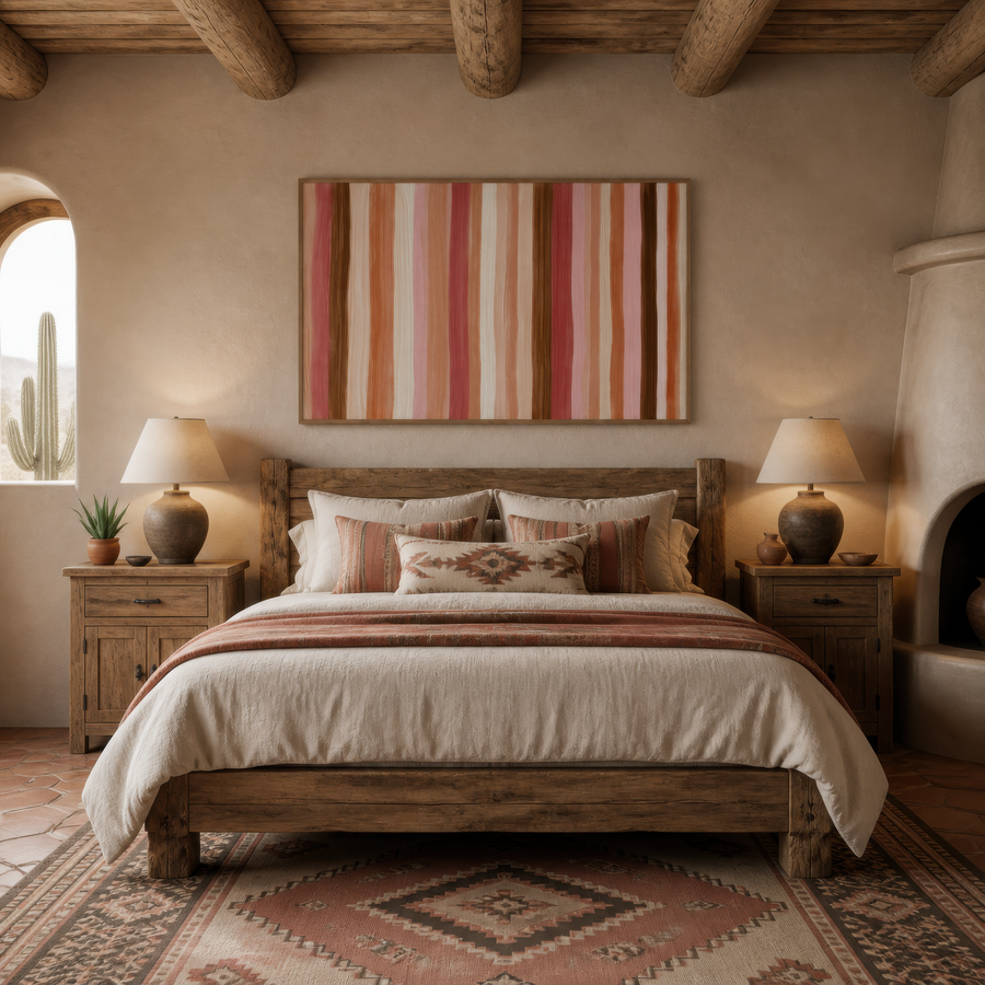 Terracotta and Rose Stripes – Boho Wall Art
