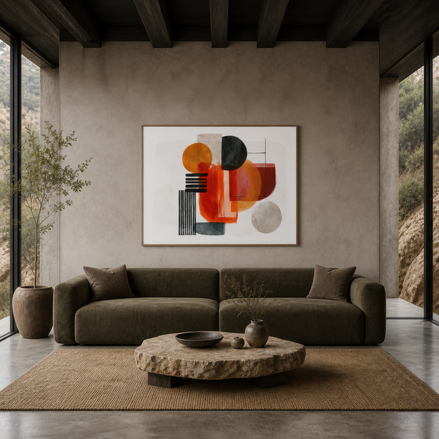 Bold Shapes in Terracotta – Japandi Wall Art
