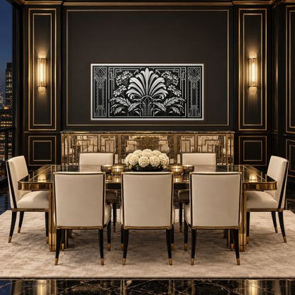 Deco Foliage Panel art deco wall art in a dining room