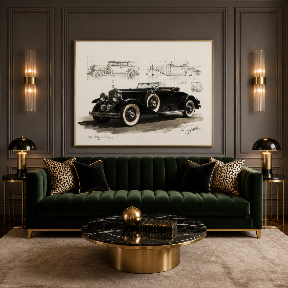 Vintage Car Blueprint – Art Deco Wall Art