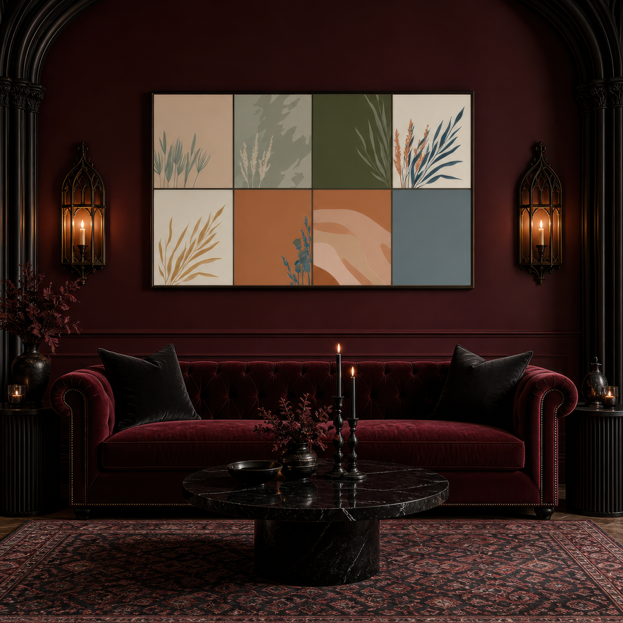 Botanical Grass Grid – Vintage Illustration Wall Art