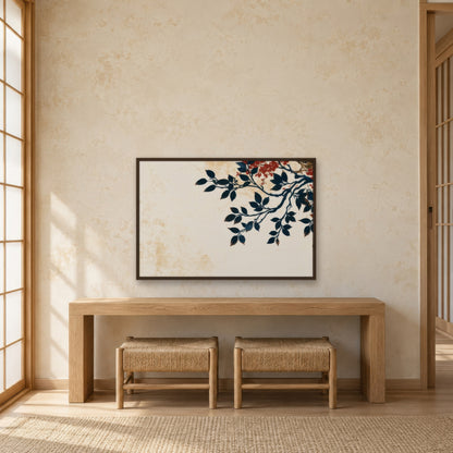 Branch with Berries Illustration japandi wall art in an entryway