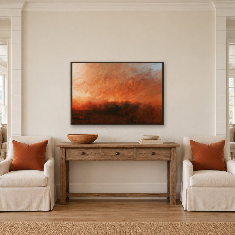 Fiery Sky Abstract – Impressionist Wall Art