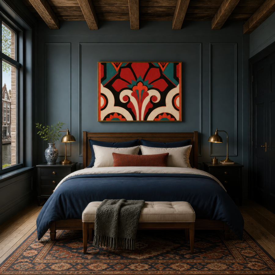 Crimson Deco Bloom – Art Deco Wall Art