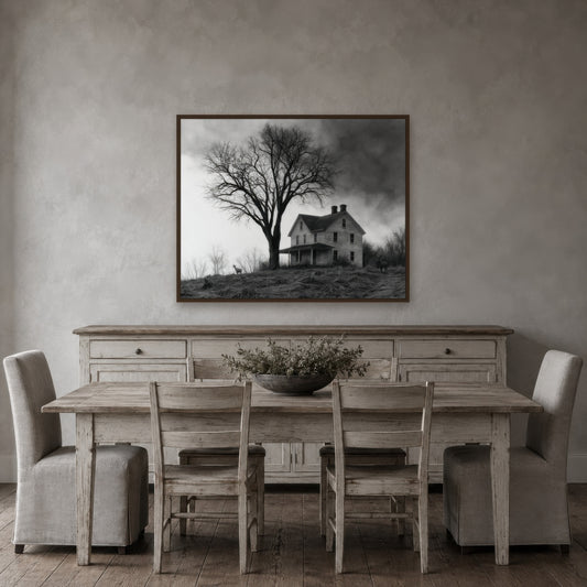 Stormy Hilltop Farmhouse wall art in a dining room