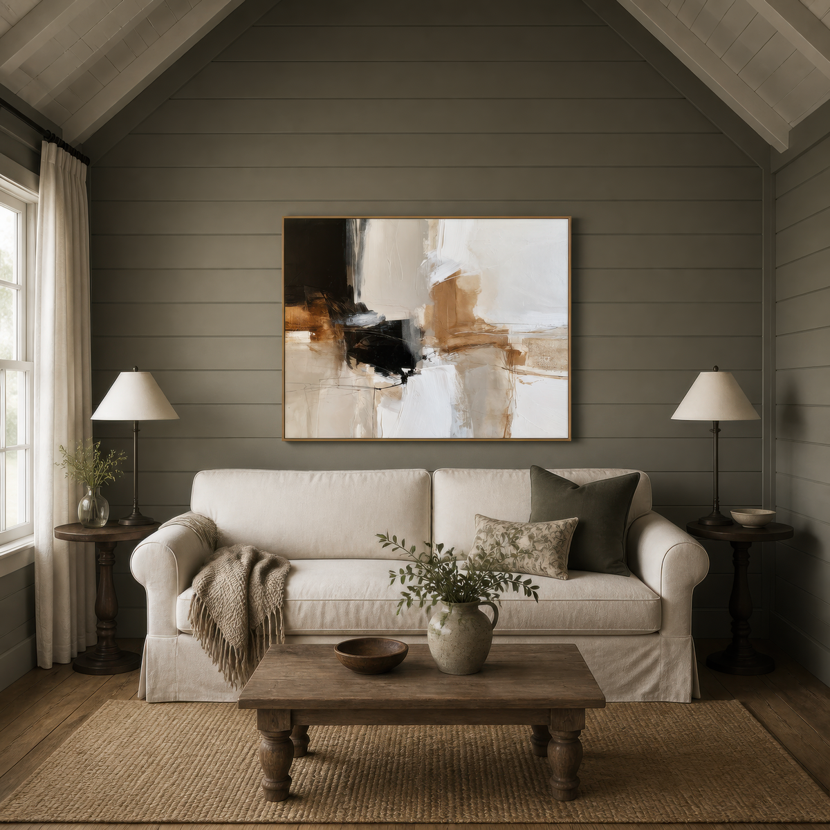 Umber and Ivory Abstract – Earthy Abstract Wall Art