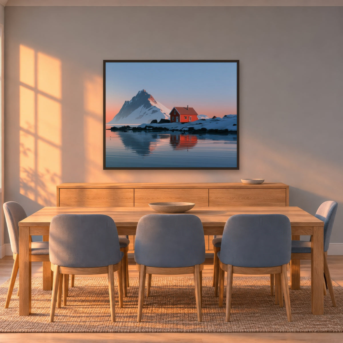 Scandinavian Coastline scandinavian wall art in a dining room