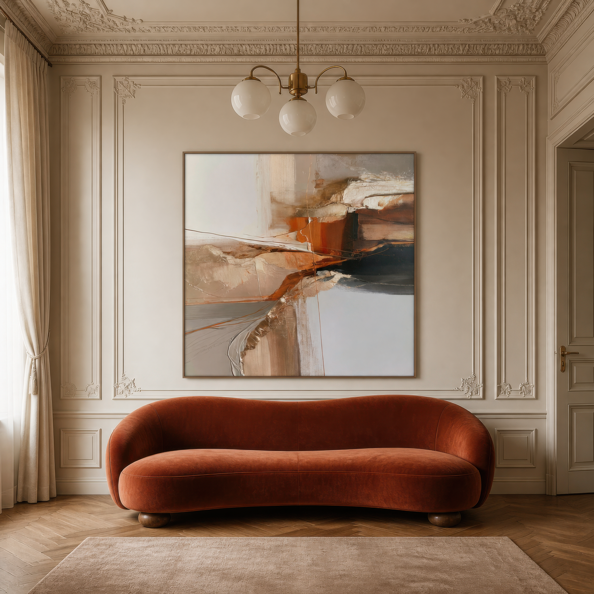 Diagonal Ridge in Rust and Slate – Earthy Abstract Wall Art