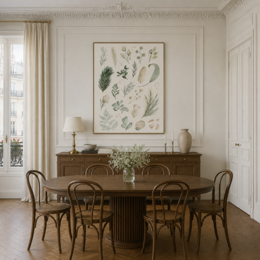 Botanical Specimen Chart wall art print, alternate room view