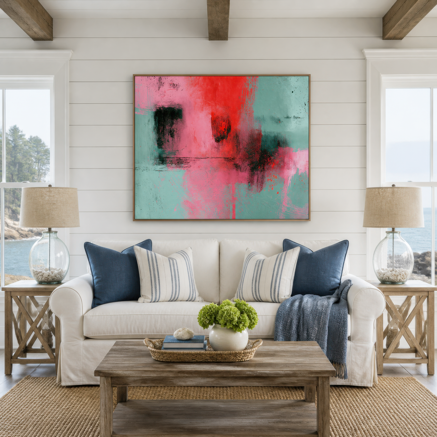 Pink and Mint Abstract – Abstract Wall Art