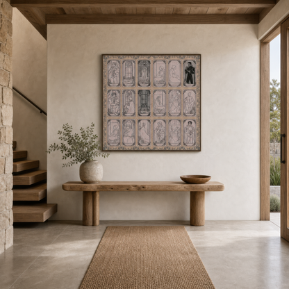 Art Nouveau Figure Panel Grid wall art print, alternate room view