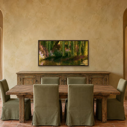 Weeping Willow Garden impressionist wall art in a dining room