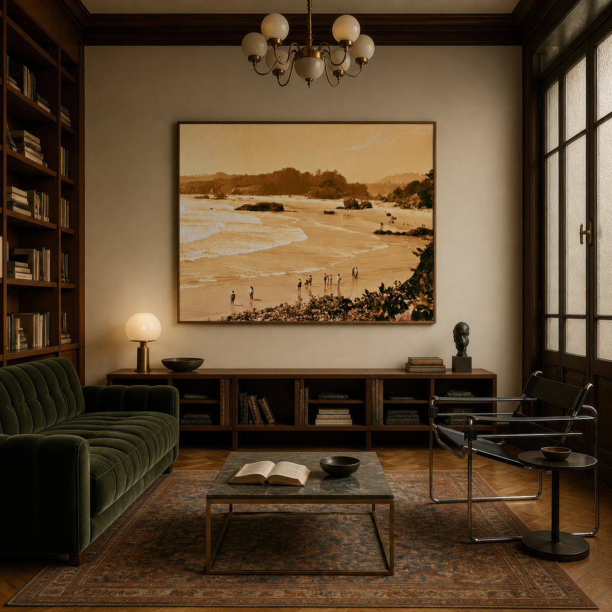 Vintage Style Coastal Cove in Sepia – Landscape Wall Art