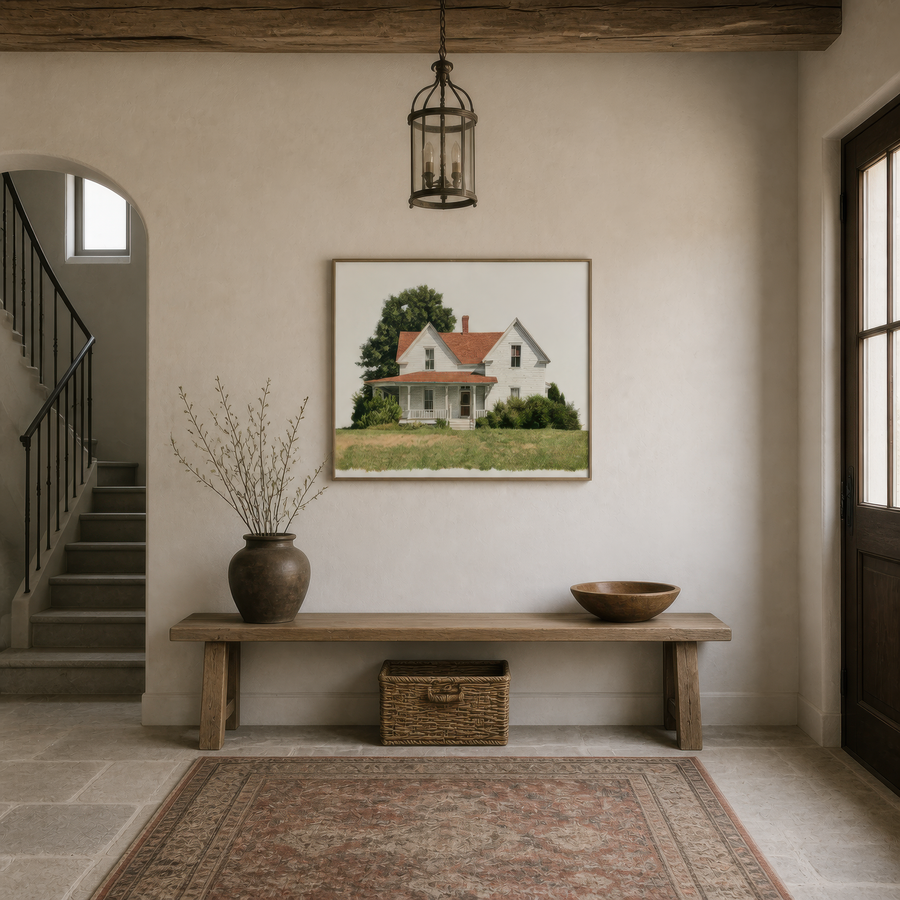 White Farmhouse Illustration – Farmhouse Wall Art