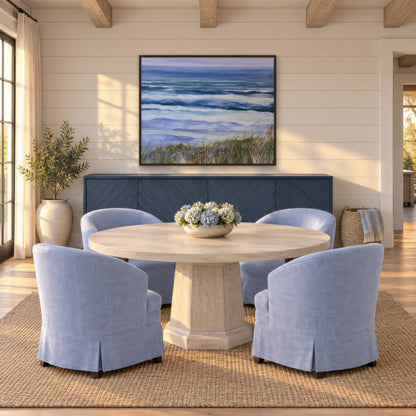Coastal Waves at Dusk landscape wall art in a dining room