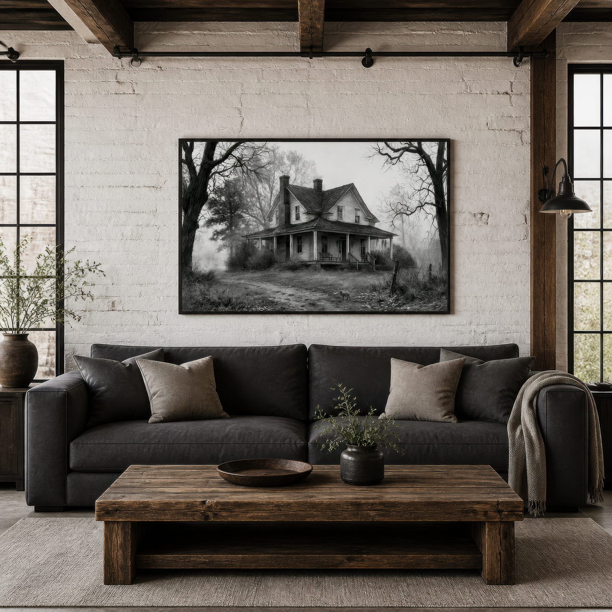 Foggy Farmhouse Road – Farmhouse Wall Art