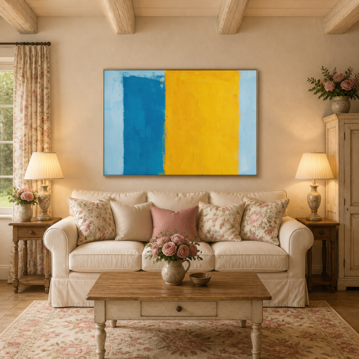 Blue and Yellow Color Block Abstract – Abstract Wall Art
