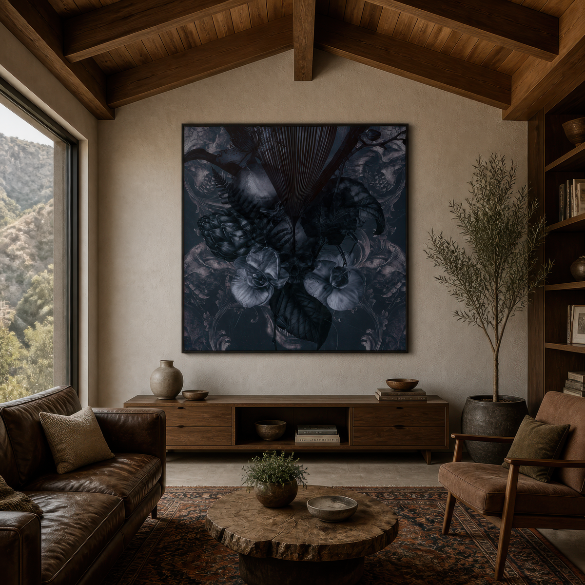 Dark Monochrome Botanical Illustration – Vamp Romantic Wall Art