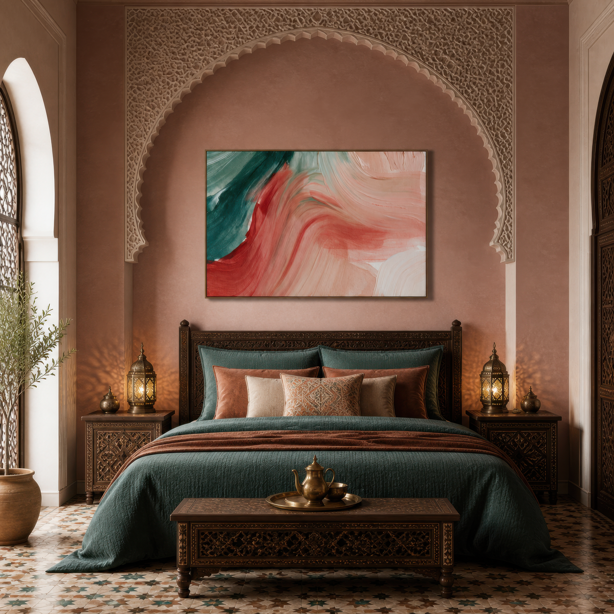 Terracotta Coral Waves – Dopamine Wall Art