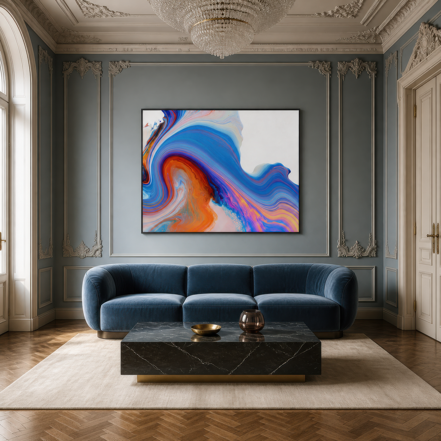 Sapphire Wave Swirl – Dopamine Wall Art