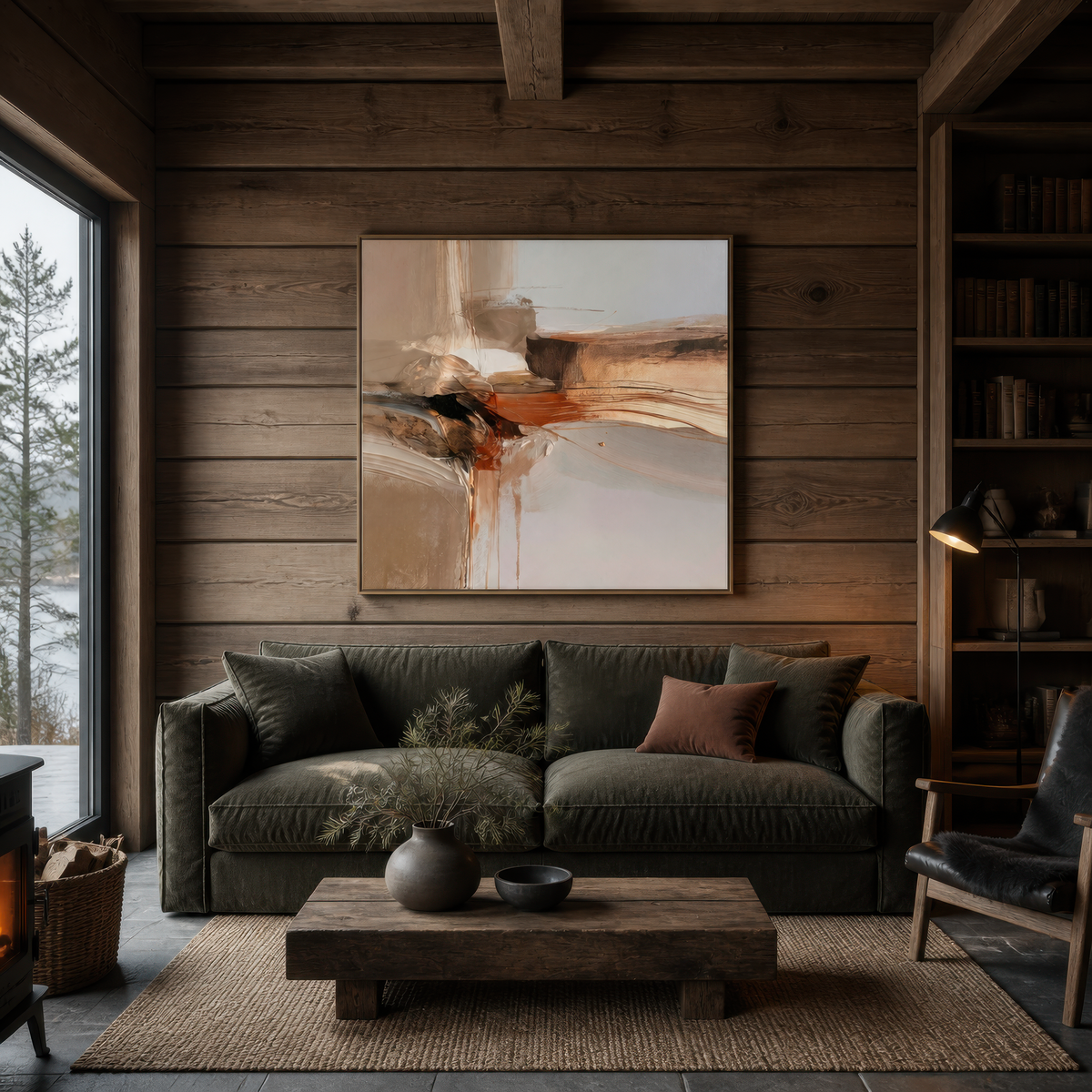 Rust and Black Ridge Abstract – Earthy Abstract Wall Art