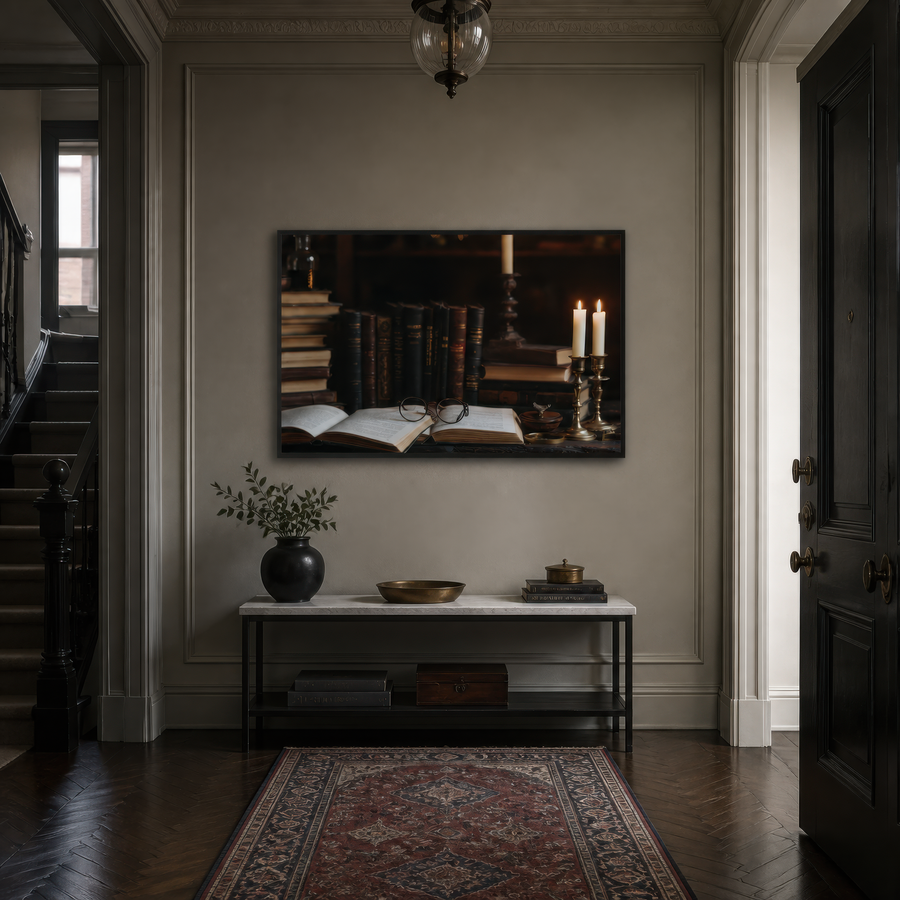 Candlelit Folio – Dark Academia Wall Art