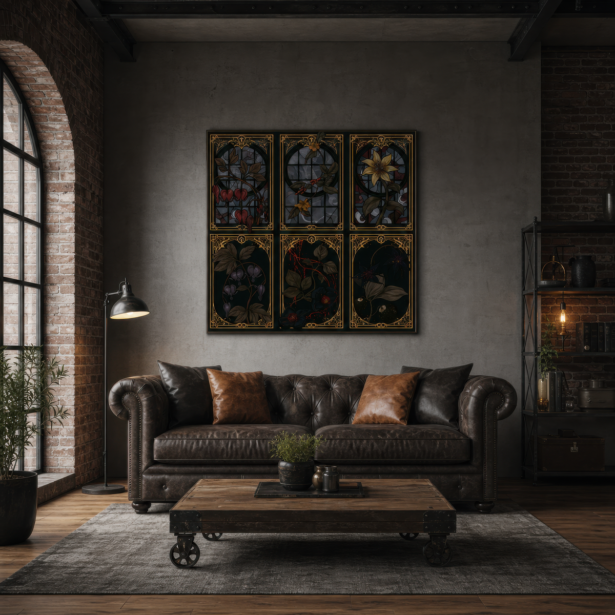 Gothic Stained Glass Floral Panels – Vamp Romantic Wall Art