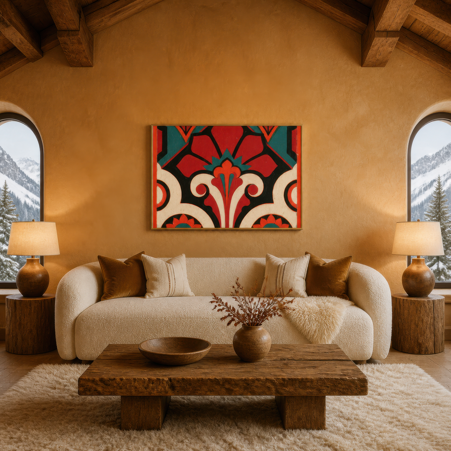 Crimson Deco Bloom – Art Deco Wall Art
