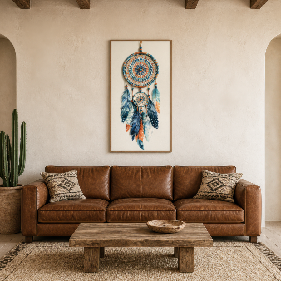 Indigo Dreamcatcher – Boho Wall Art