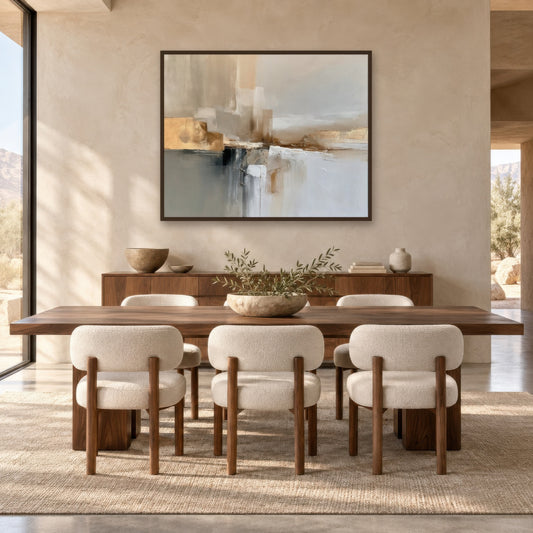 Sable Current earthy abstract wall art in a dining room