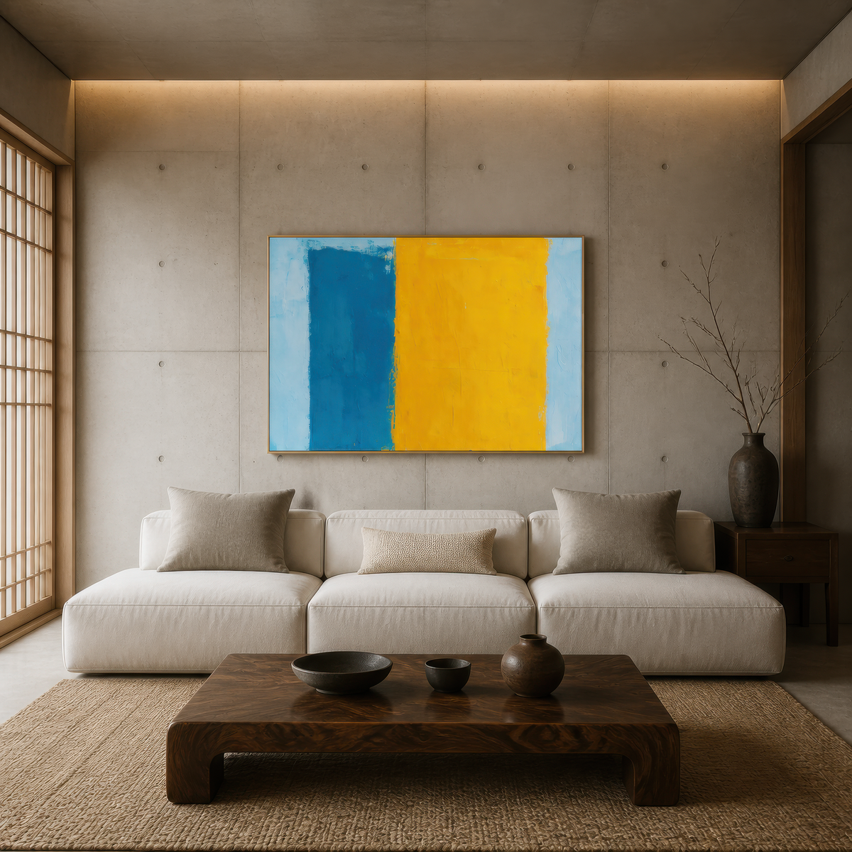 Blue and Yellow Color Block Abstract – Abstract Wall Art