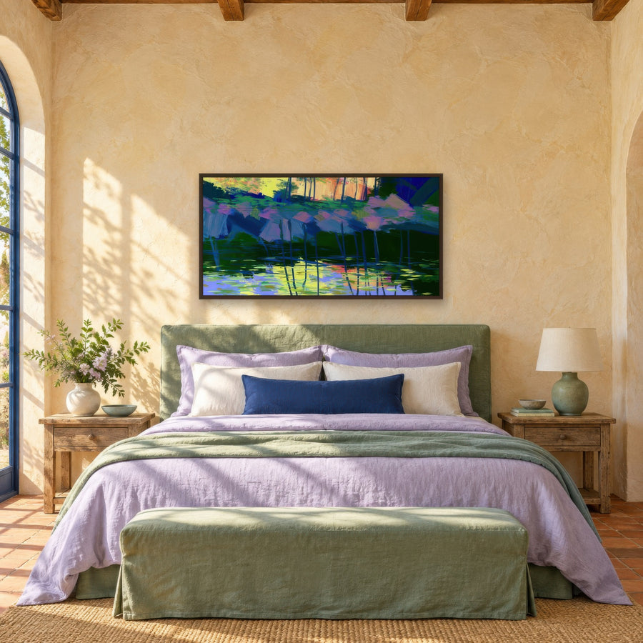 Pink Blossom Pond – Impressionist Wall Art