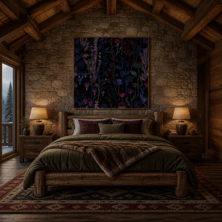 Tall Dark Wildflower Illustration – Vamp Romantic Wall Art