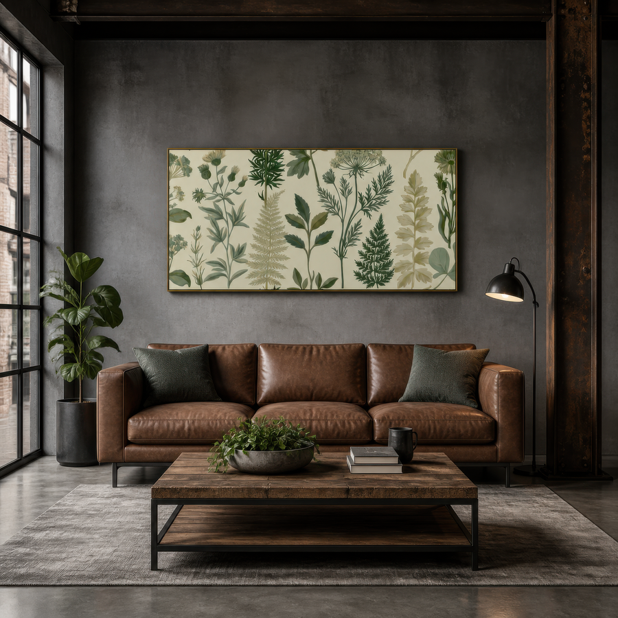 Botanical Fern and Herb Chart – Vintage Illustration Wall Art